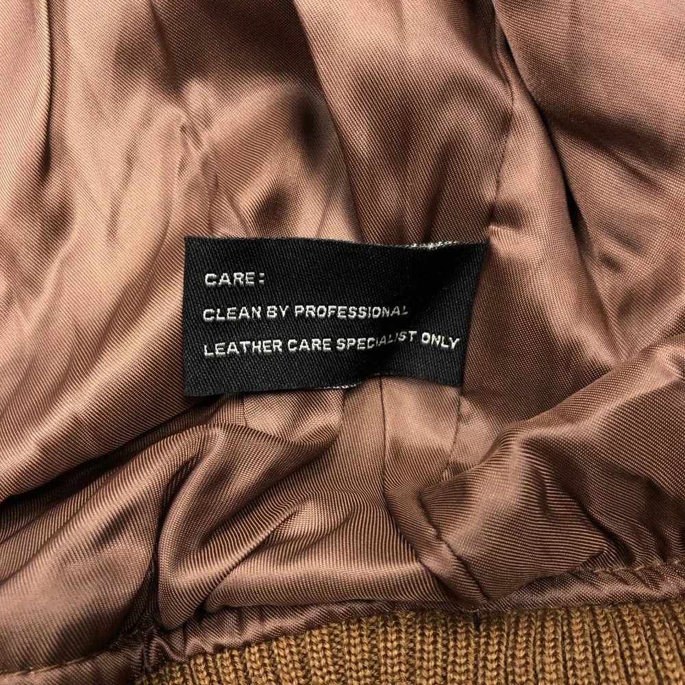 Jos A Bank Mens Brown Genuine Leather Suede Bomber Jacket Medium Full Zip Ribbed